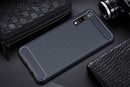 For Galaxy A7 (2018) / A750 Brushed Carbon Fiber Texture TPU Shockproof Anti-slip Soft Protective Back Cover Case(Navy Blue)