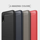 For Galaxy A7 (2018) / A750 Brushed Carbon Fiber Texture TPU Shockproof Anti-slip Soft Protective Back Cover Case(Navy Blue)