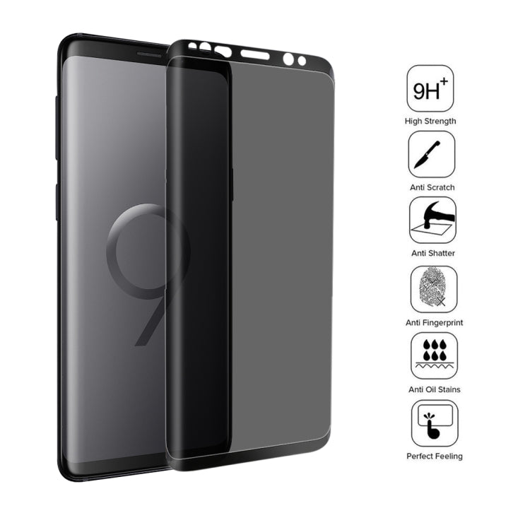 For Galaxy S9+ 0.3mm 9H Surface Hardness 3D Privacy Anti-glare Tempered Glass Protective Film (Black)