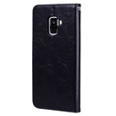 For Galaxy A8 (2018) Business Style Oil Wax Texture Horizontal Flip Leather Case with Holder & Card Slots & Wallet(Black)