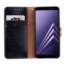 For Galaxy A8 (2018) Business Style Oil Wax Texture Horizontal Flip Leather Case with Holder & Card Slots & Wallet(Black)