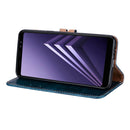 For Galaxy A8 (2018) Business Style Oil Wax Texture Horizontal Flip Leather Case with Holder & Card Slots & Wallet(Blue)