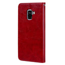 For Galaxy A8 (2018) Business Style Oil Wax Texture Horizontal Flip Leather Case with Holder & Card Slots & Wallet(Red)