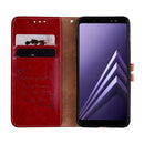 For Galaxy A8 (2018) Business Style Oil Wax Texture Horizontal Flip Leather Case with Holder & Card Slots & Wallet(Red)