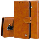 For Galaxy A8 (2018) Business Style Oil Wax Texture Horizontal Flip Leather Case with Holder & Card Slots & Wallet(Brown)