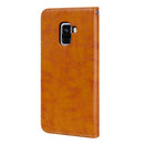 For Galaxy A8 (2018) Business Style Oil Wax Texture Horizontal Flip Leather Case with Holder & Card Slots & Wallet(Brown)