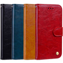 For Galaxy A8 (2018) Business Style Oil Wax Texture Horizontal Flip Leather Case with Holder & Card Slots & Wallet(Brown)