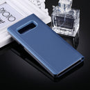 For Galaxy Note 8 Electroplating Mirror Horizontal Flip Leather Case with Sleep / Wake-up & Holder Function(Blue)