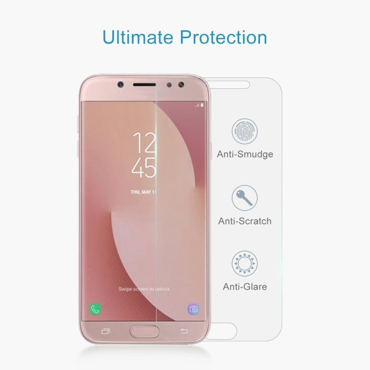 2 PCS 0.26mm 9H 2.5D Arc Edge Tempered Glass Film for Galaxy J7 Pro / J730