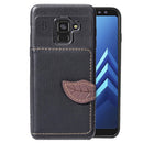 Leaf Style Magnetic Leather Case for Galaxy A8 (2018), with Holder & Card Slots & Wallet & Photo Frame (Black)