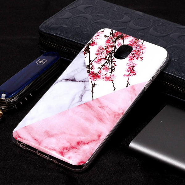 Marble Pattern Soft TPU Case For Galaxy J8 (2018)(Plum Blossom)