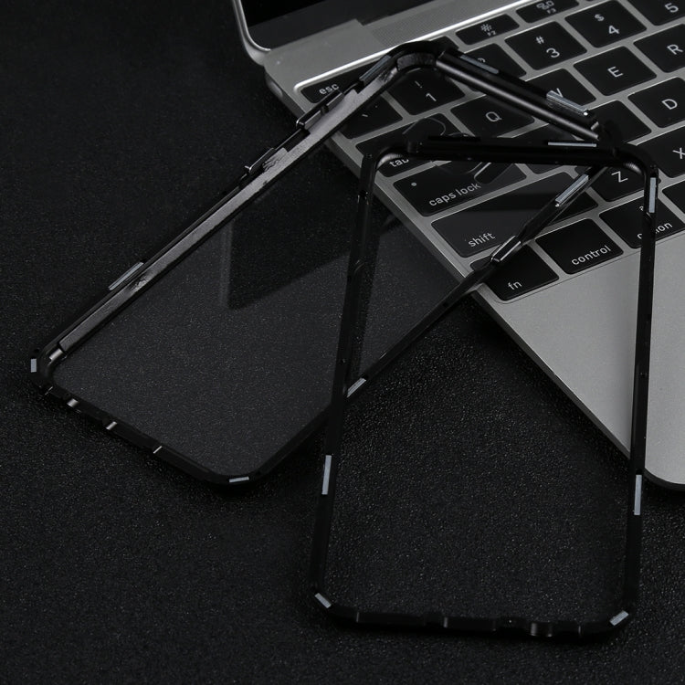 Magnetic Metal Frame Tempered Glass Case for Galaxy S8(Black)