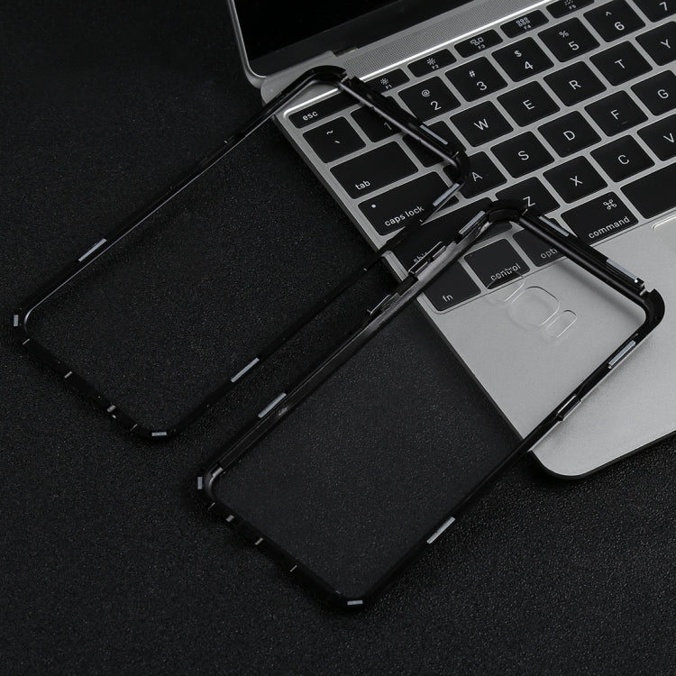 Magnetic Metal Frame Tempered Glass Case for Galaxy S8(Black)