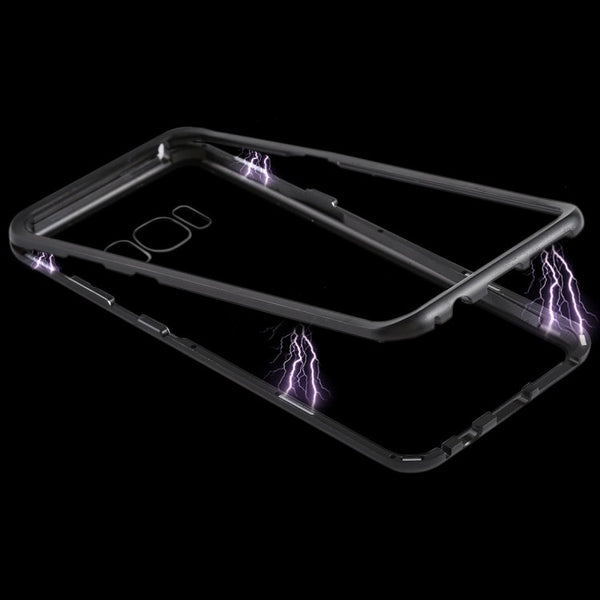 Magnetic Metal Frame Tempered Glass Case for Galaxy S8(Black)