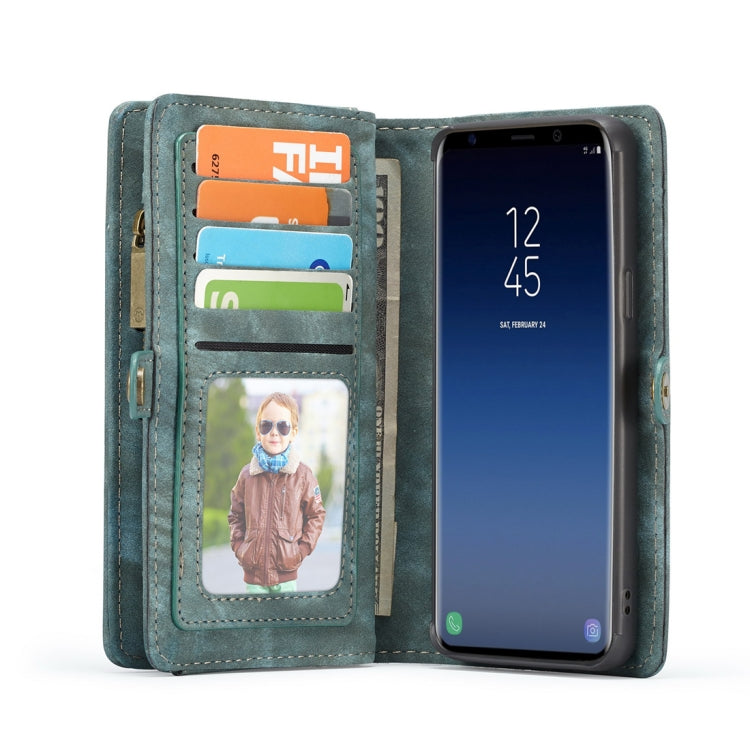 CaseMe for Galaxy S9+ Detachable Multifunctional Horizontal Flip Leather Case with Card Slot & Holder & Zipper Wallet & Photo Frame(Blue)