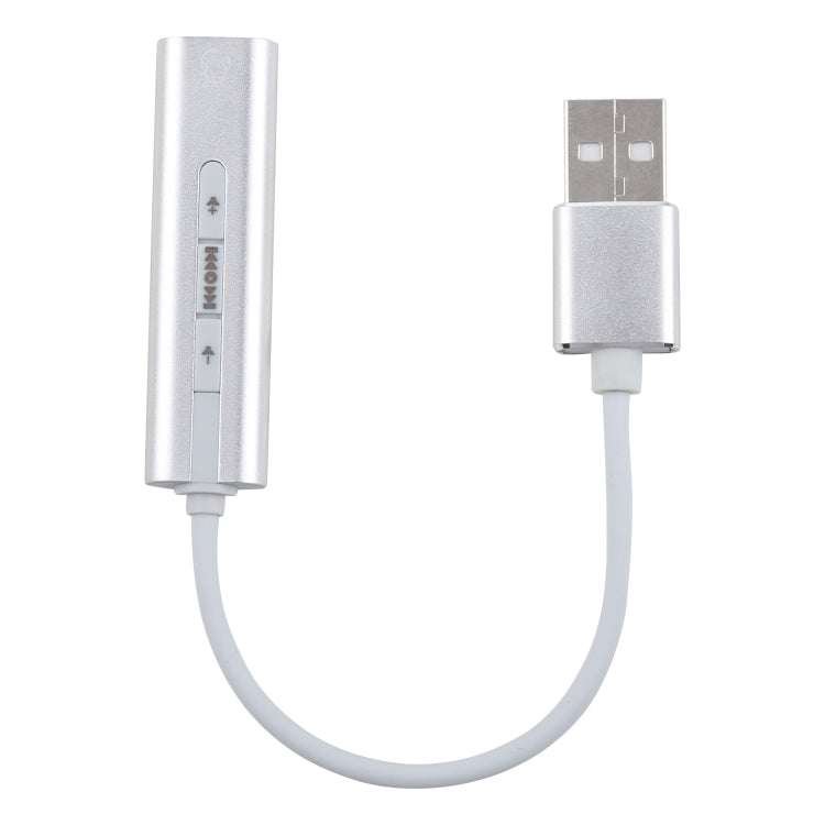 Aluminum Shell 3.5mm Jack External USB Sound Card HIFI Magic Voice 7.1 Channel Adapter Free Drive for Computer, Desktop, Speakers, Headset (Silver)