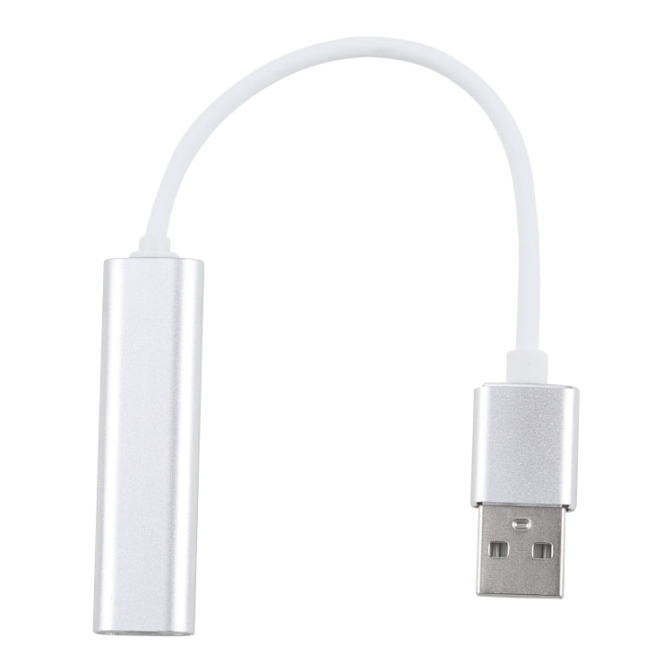 Aluminum Shell 3.5mm Jack External USB Sound Card HIFI Magic Voice 7.1 Channel Adapter Free Drive for Computer, Desktop, Speakers, Headset (Silver)
