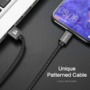 FLOVEME 1m 3A USB to USB-C / Type-C Magnetic Embossed PET Fast Charging & Data Cable, For Galaxy, Huawei, Xiaomi, LG, HTC and Other Smartphones(Black)
