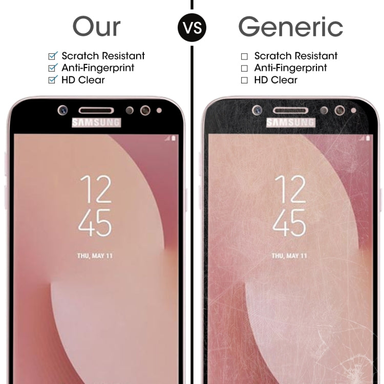For Galaxy J7 (2017) (EU Version) 0.26mm 9H Surface Hardness 2.5D Curved Silk-screen Full Screen Tempered Glass Screen Protector(Black)