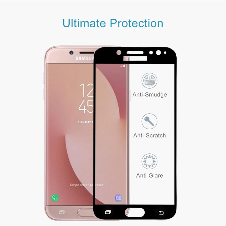 For Galaxy J7 (2017) (EU Version) 0.26mm 9H Surface Hardness 2.5D Curved Silk-screen Full Screen Tempered Glass Screen Protector(Black)