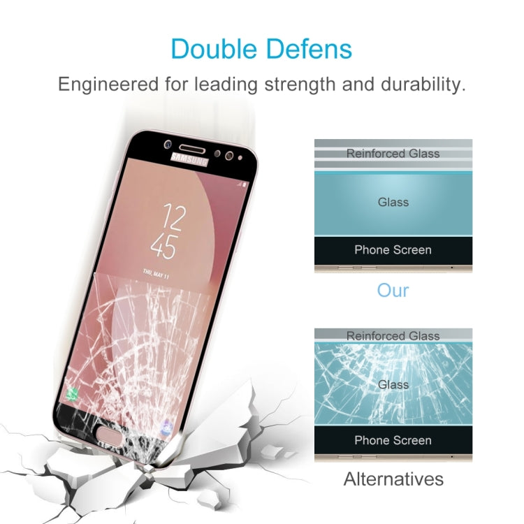For Galaxy J7 (2017) (EU Version) 0.26mm 9H Surface Hardness 2.5D Curved Silk-screen Full Screen Tempered Glass Screen Protector(Black)