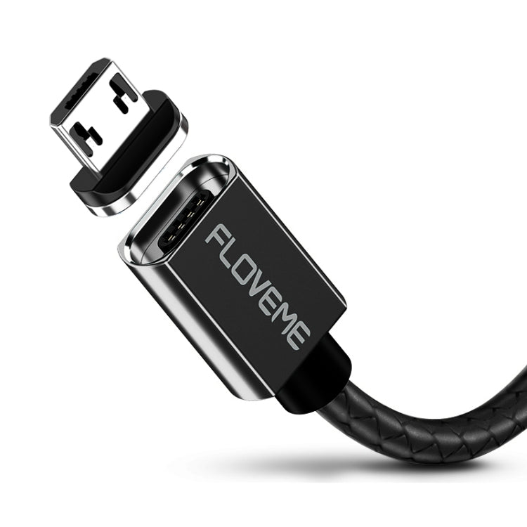 FLOVEME 1m 3A USB to Micro USB Magnetic Embossed PET Fast Charging & Data Cable(Black)