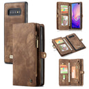 CaseMe Detachable Multifunctional Horizontal Flip Leather Case for Galaxy S10, with Card Slot & Holder & Zipper Wallet & Photo Frame (Brown)