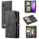CaseMe Detachable Multifunctional Horizontal Flip Leather Case for Galaxy S10+, with Card Slot & Holder & Zipper Wallet & Photo Frame(Black)