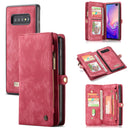 CaseMe Detachable Multifunctional Horizontal Flip Leather Case for Galaxy S10+, with Card Slot & Holder & Zipper Wallet & Photo Frame(Red)