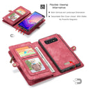 CaseMe Detachable Multifunctional Horizontal Flip Leather Case for Galaxy S10+, with Card Slot & Holder & Zipper Wallet & Photo Frame(Red)