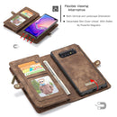 CaseMe Detachable Multifunctional Horizontal Flip Leather Case for Galaxy S10+, with Card Slot & Holder & Zipper Wallet & Photo Frame(Brown)