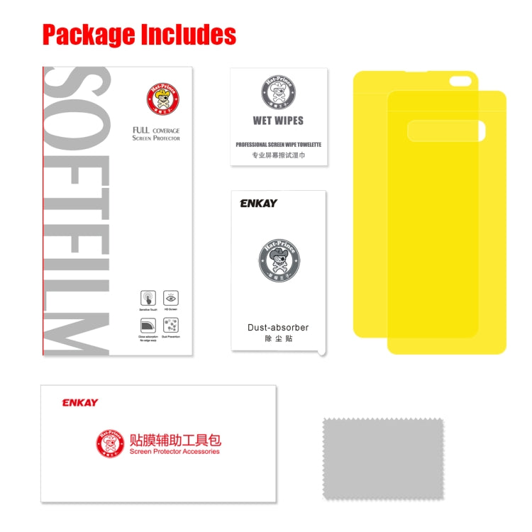 ENKAY Hat-Prince 0.1mm 3D Full Screen Protector Explosion-proof Hydrogel Film Front + Back for Galaxy S10+, TPU+TPE+PET Material (Transparent)
