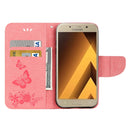 For Galaxy A3 (2017) / A320 Butterflies Embossing Horizontal Flip Leather Case with Holder & Card Slots & Wallet & Lanyard (Pink)