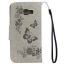 For Galaxy A3 (2017) / A320 Butterflies Embossing Horizontal Flip Leather Case with Holder & Card Slots & Wallet & Lanyard (Grey)