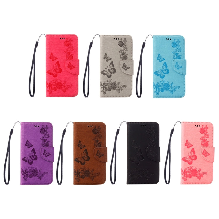 For Galaxy A3 (2017) / A320 Butterflies Embossing Horizontal Flip Leather Case with Holder & Card Slots & Wallet & Lanyard (Grey)