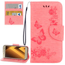 For Galaxy A5 (2017) / A520 Butterflies Embossing Horizontal Flip Leather Case with Holder & Card Slots & Wallet & Lanyard (Pink)