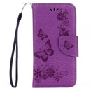For Galaxy A5 (2017) / A520 Butterflies Embossing Horizontal Flip Leather Case with Holder & Card Slots & Wallet & Lanyard (Purple)