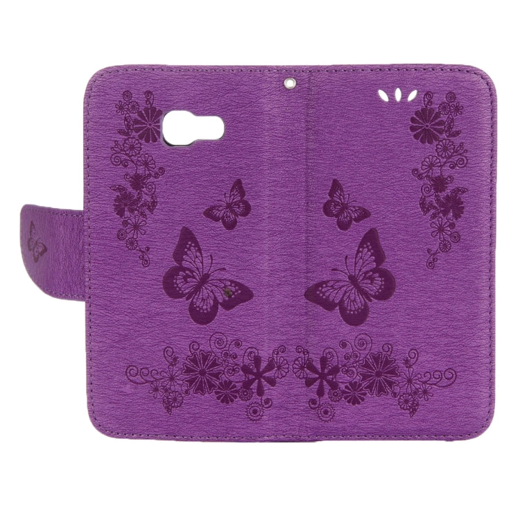 For Galaxy A5 (2017) / A520 Butterflies Embossing Horizontal Flip Leather Case with Holder & Card Slots & Wallet & Lanyard (Purple)