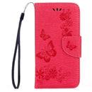For Galaxy A5 (2017) / A520 Butterflies Embossing Horizontal Flip Leather Case with Holder & Card Slots & Wallet & Lanyard (Red)