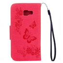 For Galaxy A5 (2017) / A520 Butterflies Embossing Horizontal Flip Leather Case with Holder & Card Slots & Wallet & Lanyard (Red)