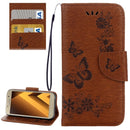 For Galaxy A5 (2017) / A520 Butterflies Embossing Horizontal Flip Leather Case with Holder & Card Slots & Wallet & Lanyard (Brown)
