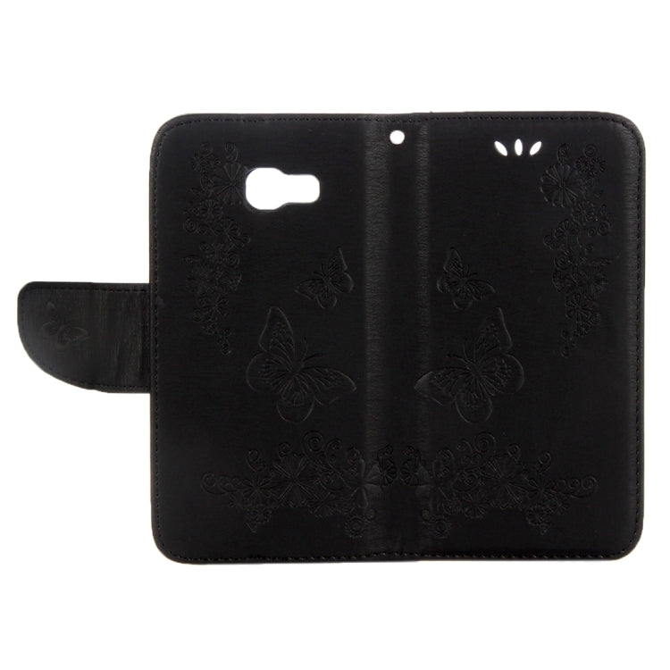 For Galaxy A7 (2017) / A720 Butterflies Embossing Horizontal Flip Leather Case with Holder & Card Slots & Wallet & Lanyard (Black)