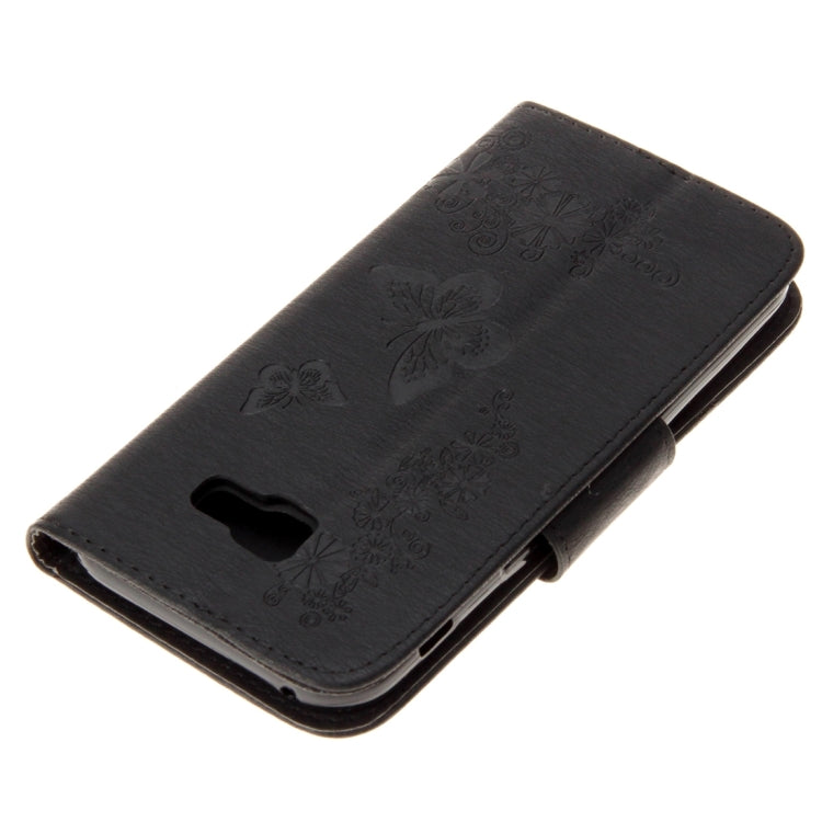 For Galaxy A7 (2017) / A720 Butterflies Embossing Horizontal Flip Leather Case with Holder & Card Slots & Wallet & Lanyard (Black)