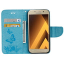 For Galaxy A7 (2017) / A720 Butterflies Embossing Horizontal Flip Leather Case with Holder & Card Slots & Wallet & Lanyard (Blue)
