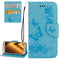 For Galaxy A7 (2017) / A720 Butterflies Embossing Horizontal Flip Leather Case with Holder & Card Slots & Wallet & Lanyard (Blue)