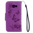 For Galaxy A7 (2017) / A720 Butterflies Embossing Horizontal Flip Leather Case with Holder & Card Slots & Wallet & Lanyard (Purple)