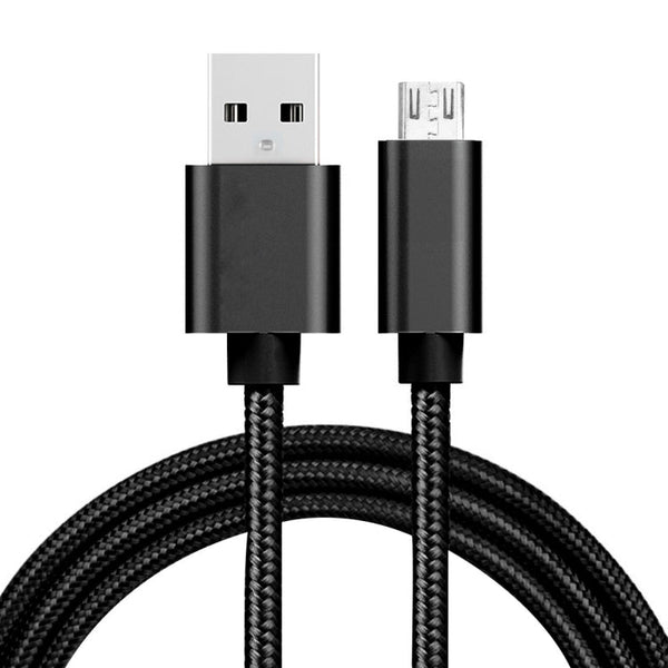 2m 3A Woven Style Metal Head Micro USB to USB Data / Charger Cable, For Galaxy S6 / S6 edge / S6 edge+ / Note 5 Edge, HTC, Sony, Length: 2m(Black)