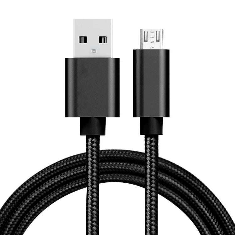 2m 3A Woven Style Metal Head Micro USB to USB Data / Charger Cable, For Galaxy S6 / S6 edge / S6 edge+ / Note 5 Edge, HTC, Sony, Length: 2m(Black)