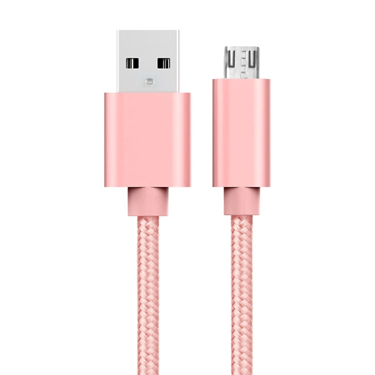 2m 3A Woven Style Metal Head Micro USB to USB Data / Charger Cable, For Samsung / Huawei / Xiaomi / Meizu / LG / HTC and Other Smartphones(Rose Gold)