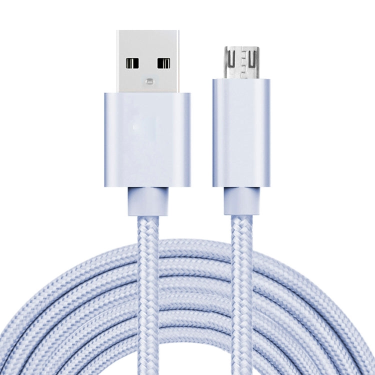 3A Woven Style Metal Head Micro USB to USB Data / Charger Cable, Cable Length: 3m(Silver)